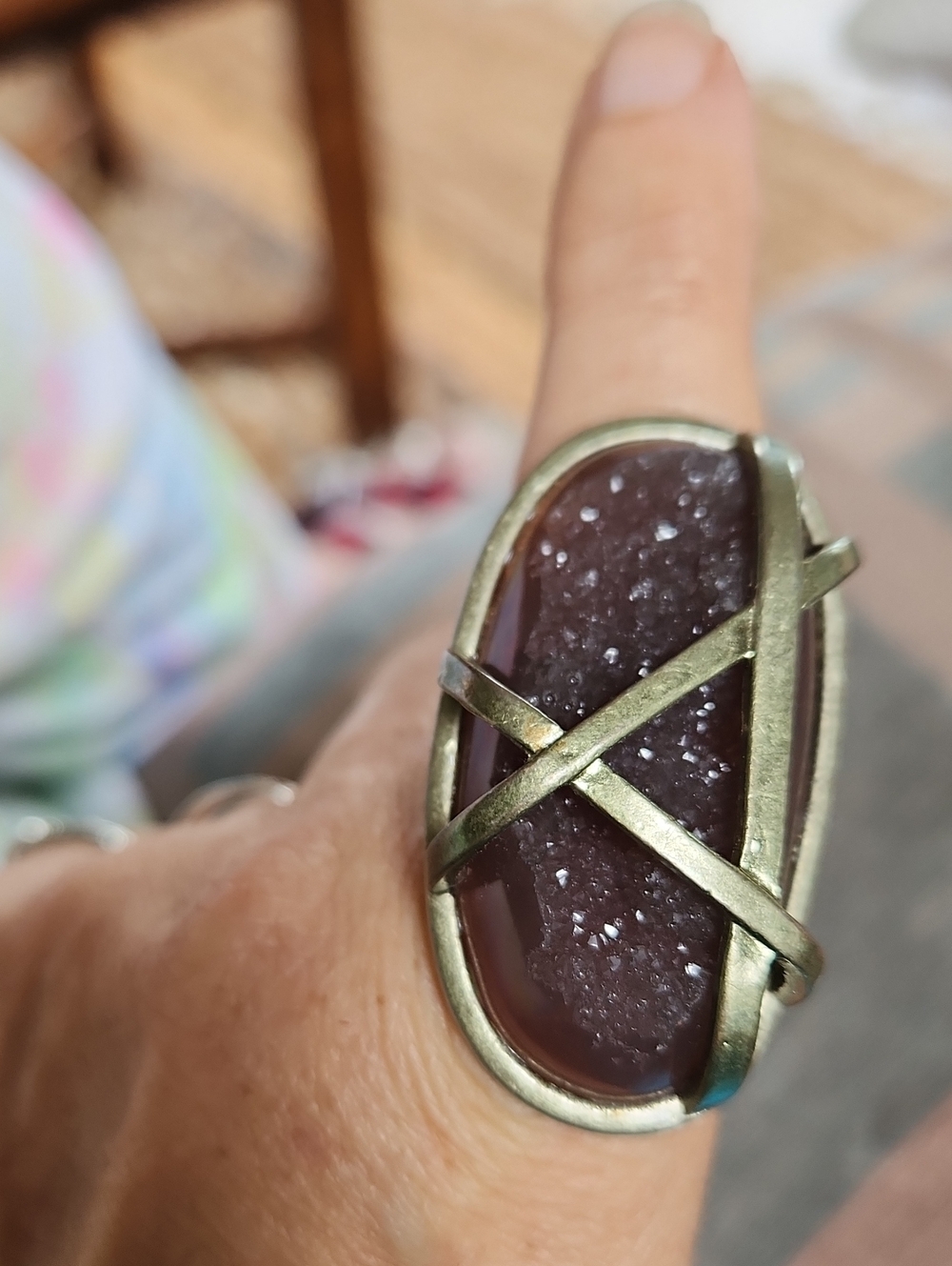 Boho Purple Druzy Statement Ring - Unbranded